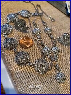 Ant Art Deco Sterling Silver Marcasite Lavalier Necklace Rosettes Bracelet lot