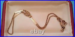 Antiq Art Deco 12K YELLOW GF Open Twist Bar Link Watch Chain NECKLACE (18) #574