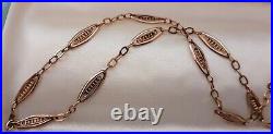 Antiq Art Deco 14K & 10K ROSE GF LADDERED Bar Link Watch Chain NECKLACE 22 #618