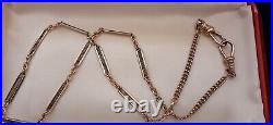 Antiq Art Deco 14K & 12K ROSE GF FILIGREE Bar Link Watch Chain NECKLACE 18 #624