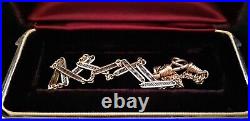 Antiq Art Deco 14K & 12K ROSE GF FILIGREE Bar Link Watch Chain NECKLACE 18 #624