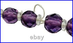 Antique 10K Art Deco Circa 1920 Amethyst Graduated Faceted Glass Bead Necklace