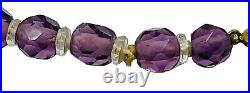 Antique 10K Art Deco Circa 1920 Amethyst Graduated Faceted Glass Bead Necklace