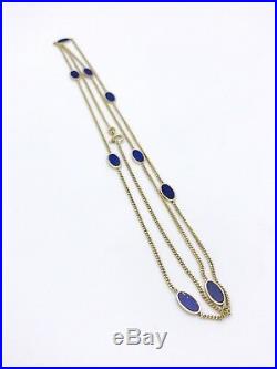 Antique 14k Art Deco Lapis Sectional Chain Necklace 30