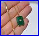 Antique 14k Solid Gold Green Camphor Glass & Diamond Necklace Art Deco 17 Chain