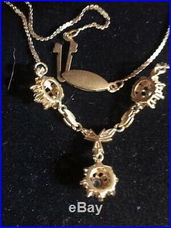Antique 18k Gold White Topaz Victorian Etruscan Revival Necklace Art Deco