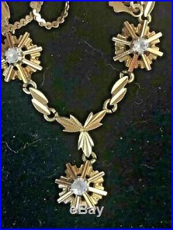 Antique 18k Gold White Topaz Victorian Etruscan Revival Necklace Art Deco