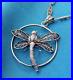 Antique 1920s Art Deco Sterling Silver Filigree Dragonfly Pendant Necklace