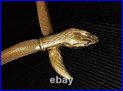 Antique 1930s Art Deco Egyptian Revival Plated Mesh Snake Necklace