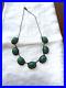 Antique ART DECO Bohemian Silver & Green Glass Necklace 16