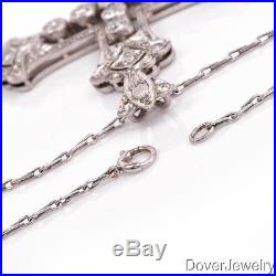 Antique Art Deco 1.80ct Diamond Platinum Cross Pendant Necklace 8.9 Grams NR