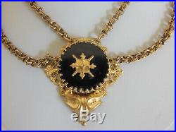 Antique Art Deco 10K GF Black Onyx Festoon Ladies Necklace