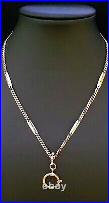 Antique Art Deco 10K ROSE GF Thick Beaded Bar Link WATCH CHAIN NECKLACE 19 #577