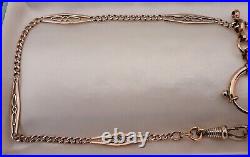 Antique Art Deco 10K Rose GF NAVETTE BAR LINK Watch Chain NECKLACE (18.5) #672
