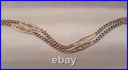 Antique Art Deco 10K Rose GF NAVETTE BAR LINK Watch Chain NECKLACE (18.5) #672