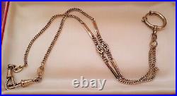 Antique Art Deco 12K YELLOW GF Open Swirl Bar Link Watch Chain NECKLACE #575