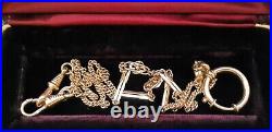 Antique Art Deco 12K YELLOW GF Open Swirl Bar Link Watch Chain NECKLACE #575
