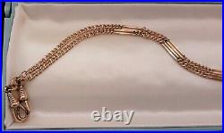 Antique Art Deco 14K RGF SMOOTH SPLIT Bar Link WATCH CHAIN NECKLACE (18.5) #659