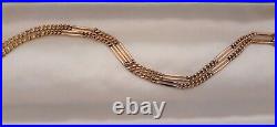 Antique Art Deco 14K RGF SMOOTH SPLIT Bar Link WATCH CHAIN NECKLACE (18.5) #659