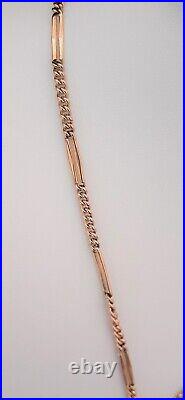 Antique Art Deco 14K RGF SMOOTH SPLIT Bar Link WATCH CHAIN NECKLACE (18.5) #659