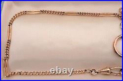 Antique Art Deco 14K RGF SMOOTH SPLIT Bar Link WATCH CHAIN NECKLACE (18.5) #659