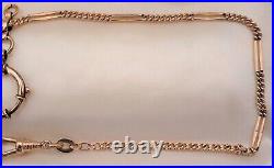 Antique Art Deco 14K RGF SMOOTH SPLIT Bar Link WATCH CHAIN NECKLACE (18.5) #659