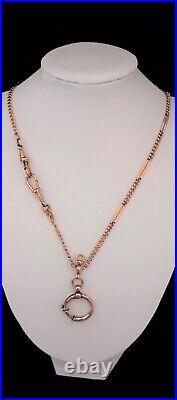 Antique Art Deco 14K RGF SMOOTH SPLIT Bar Link WATCH CHAIN NECKLACE (18.5) #659