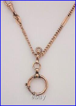 Antique Art Deco 14K RGF SMOOTH SPLIT Bar Link WATCH CHAIN NECKLACE (18.5) #659