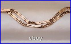 Antique Art Deco 14K ROSE GF EMBOSSED Bar Link WATCH CHAIN NECKLACE 18.5#562