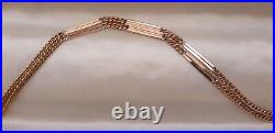 Antique Art Deco 14K ROSE GF EMBOSSED Bar-Link Watch Chain NECKLACE 20 #519