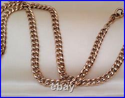 Antique Art Deco 14K ROSE Gold-Filled Curb Link WATCH CHAIN NECKLACE (19) #578