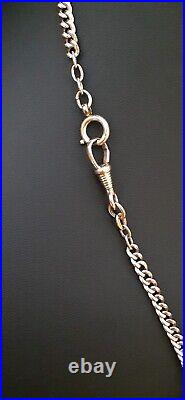 Antique Art Deco 14K ROSE Gold-Filled Curb Link WATCH CHAIN NECKLACE (19) #578