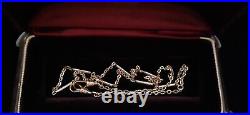 Antique Art Deco 14K Rose GF DAINTY TUBULAR BAR LINK Watch Chain NECKLACE #631
