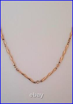 Antique Art Deco 14K YGF TWISTED ROPE Bar Link WATCH CHAIN NECKLACE (21) #675