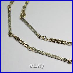 Antique Art Deco 14K Yellow & White Gold Ornate Watch Chain Necklace Length