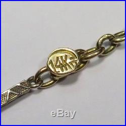 Antique Art Deco 14K Yellow & White Gold Ornate Watch Chain Necklace Length