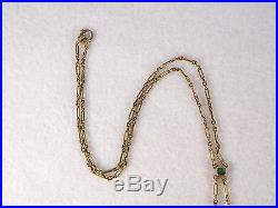 Antique Art Deco 14kt SOLID Gold, Pearls, Emeralds, Yellow Diamonds 17 Necklace