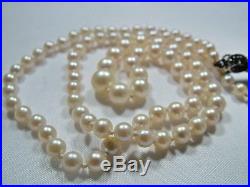 Antique Art Deco 18 inch Cultured Pearl Necklace Marcasite Set Clasp N/R