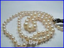 Antique Art Deco 18 inch Cultured Pearl Necklace Marcasite Set Clasp N/R