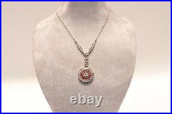 Antique Art Deco 18k Gold Natural Diamond And Caliber Ruby Decorated Necklace