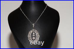 Antique Art Deco 18k Gold Natural Diamond And Pearl Necklace