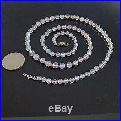 Antique Art Deco 18k White Gold Moonstone Pink Spinel Diamond Beads Necklace