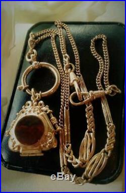Antique Art Deco 1920's Gold Gf Carnelian Photo Locket Watch Chain Necklace
