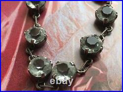 Antique Art Deco 30s Sterling Silver Rock Crystal Glass Riviere Necklace