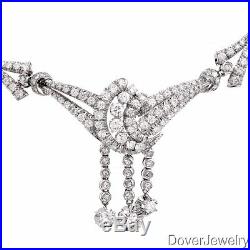 Antique Art Deco 7.25ct Diamond 18K White Gold Necklace 29.8 Grams NR