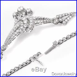 Antique Art Deco 7.25ct Diamond 18K White Gold Necklace 29.8 Grams NR