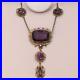 Antique Art Deco Amethyst Glass Paste Filigree Pendant Necklace