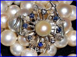 Antique Art Deco Art Nouveau White 750 18k Gold Sapphire Gemstone Pearl Necklace