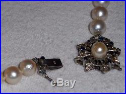 Antique Art Deco Art Nouveau White 750 18k Gold Sapphire Gemstone Pearl Necklace