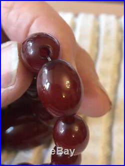 Antique Art Deco Bakelite Cherry Amber Bead Necklace 60 Grams
